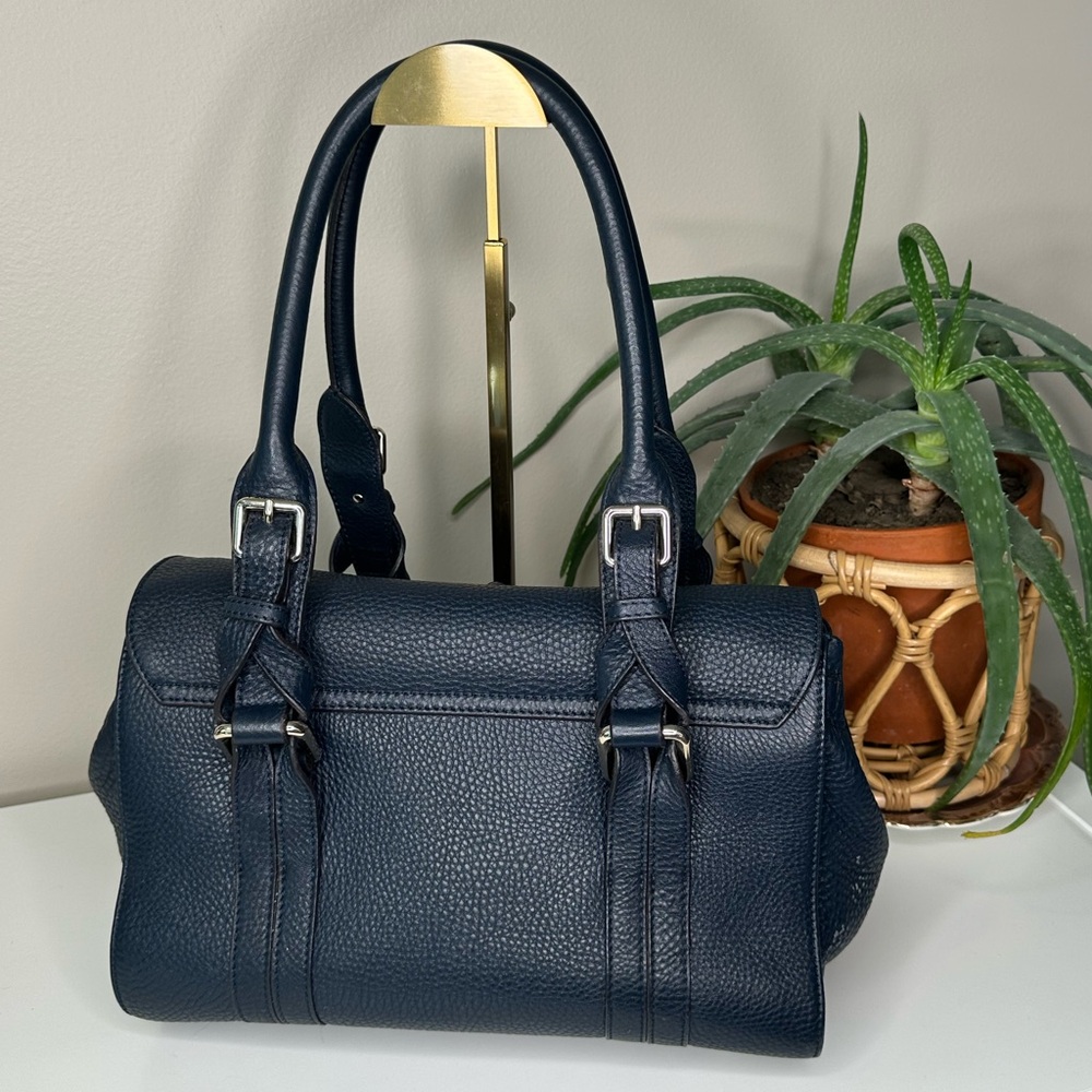 L.K. Bennett “Emma” Navy Pebbled Leather Satchel Bag | Classic British Style - Picture 2 of 11